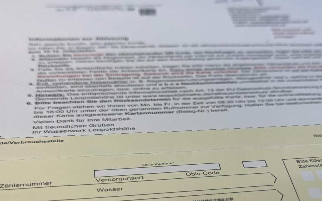 Wasserzähler-Ablesekarten fehlerhaft: Gemeinde Leopoldshöhe versendet neue Karten