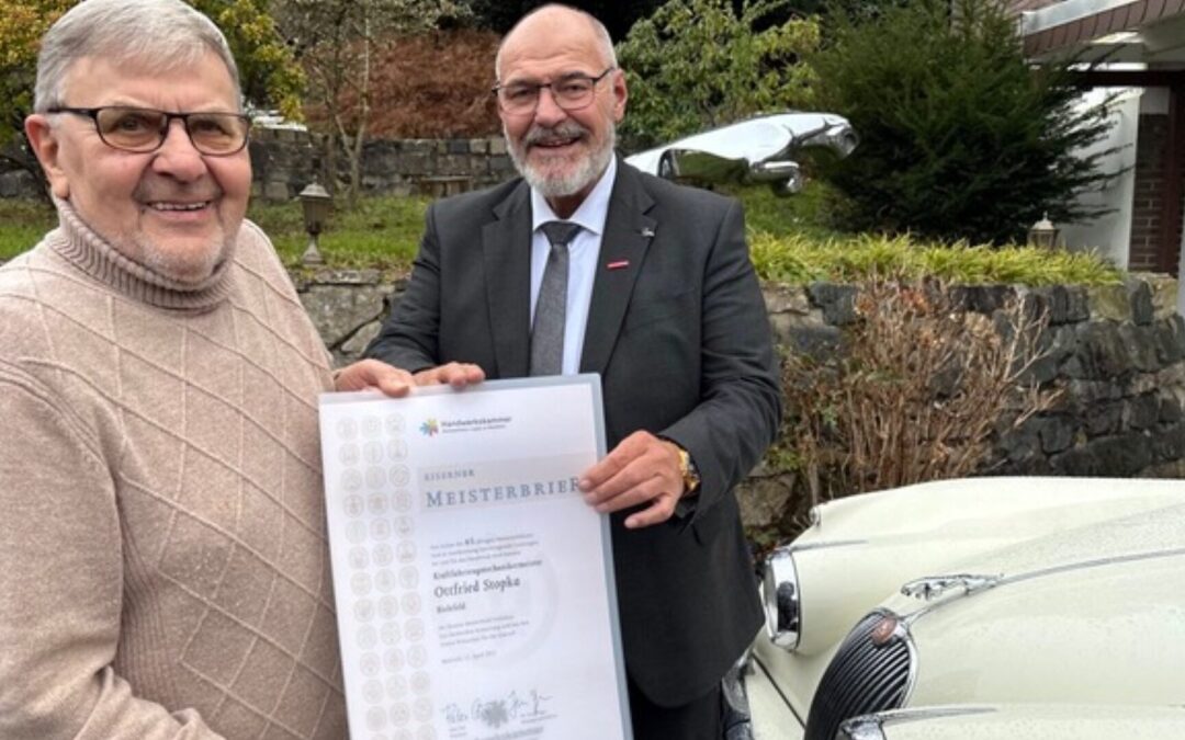 Eiserner Meisterbrief für Jaguar-Legende Ottfried Stopka