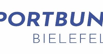 Logo des Sportbund Bielefeld mit dem Namen Sportbund in großen Buchstaben und Bielefeld darunter