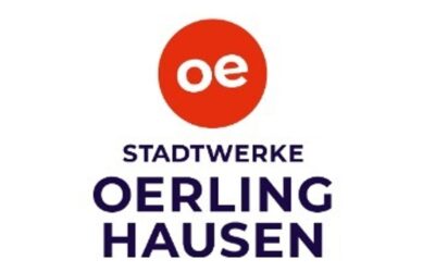 Logo der Stadtwerke Oerlinghausen mit rotem Kreis, weißen Buchstaben "oe" und dem Schriftzug "STADTWERKE OERLINGHAUSEN